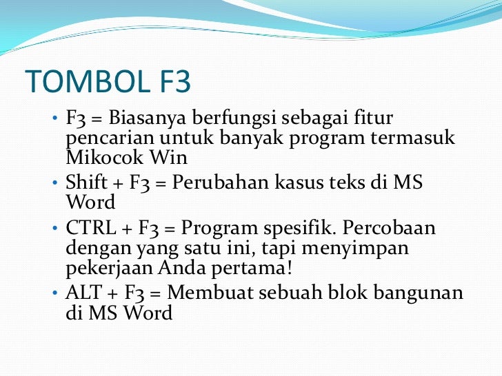 Fungsi Dari F1 Sampai F12 Pada Keyboard Fungsi Dari F1 Sampai F12 Pada Keyboard