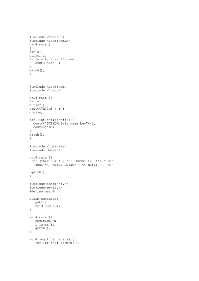 contoh Program C++ tentang fungsi for | PDF