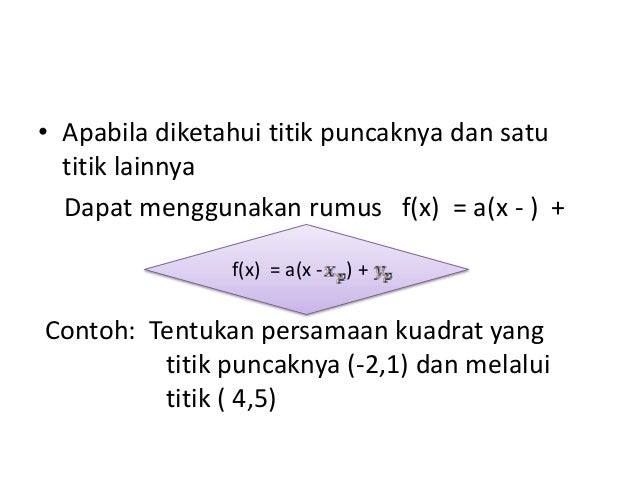 Rumus Persamaan Grafik Fungsi Kuadrat Titik Puncak Matematika Dasar