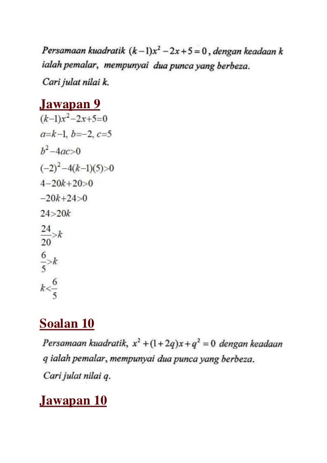Soalan Fungsi Kuadratik Dan Jawapan - mowmalay