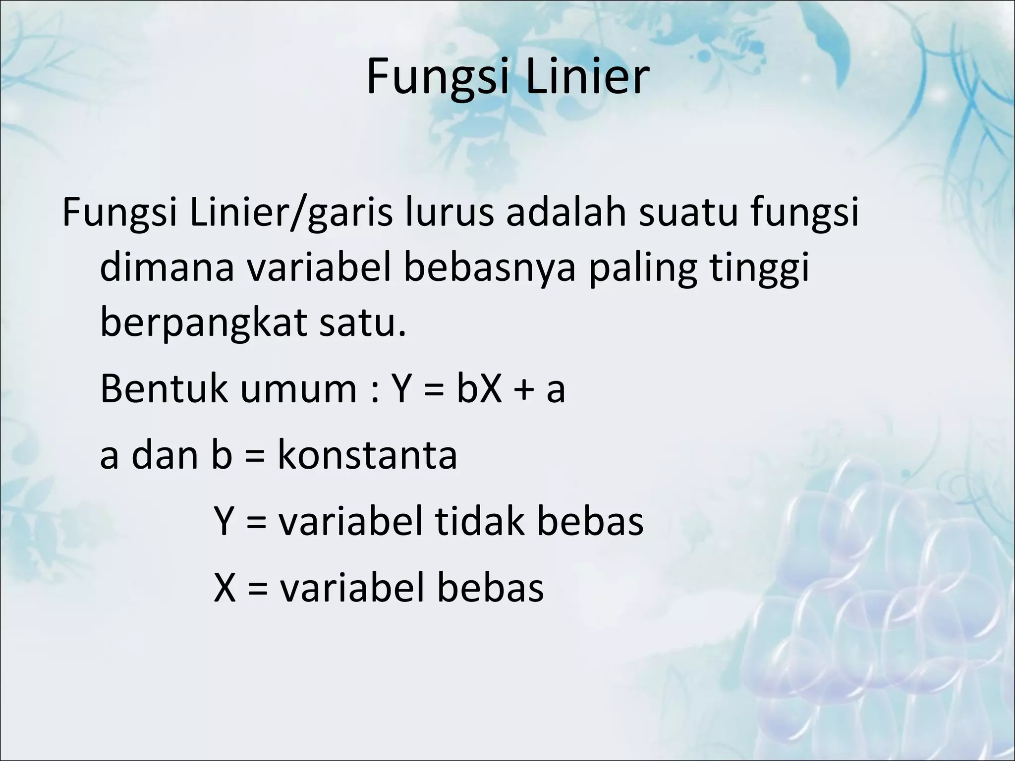 Fungsi Linier dan Penerapannya dalam Ekonomi | PPS