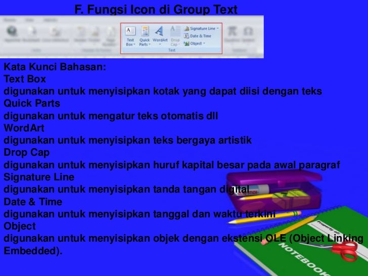 Fungsi Menu Pada Icon Word 2007