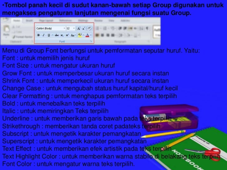 Fungsi Menu Pada Icon Word 2007