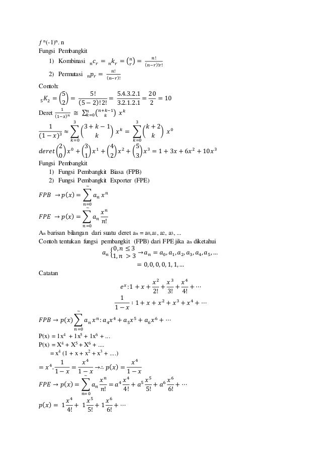 Matematika Diskrit Fungsi Pembangkit Part 4