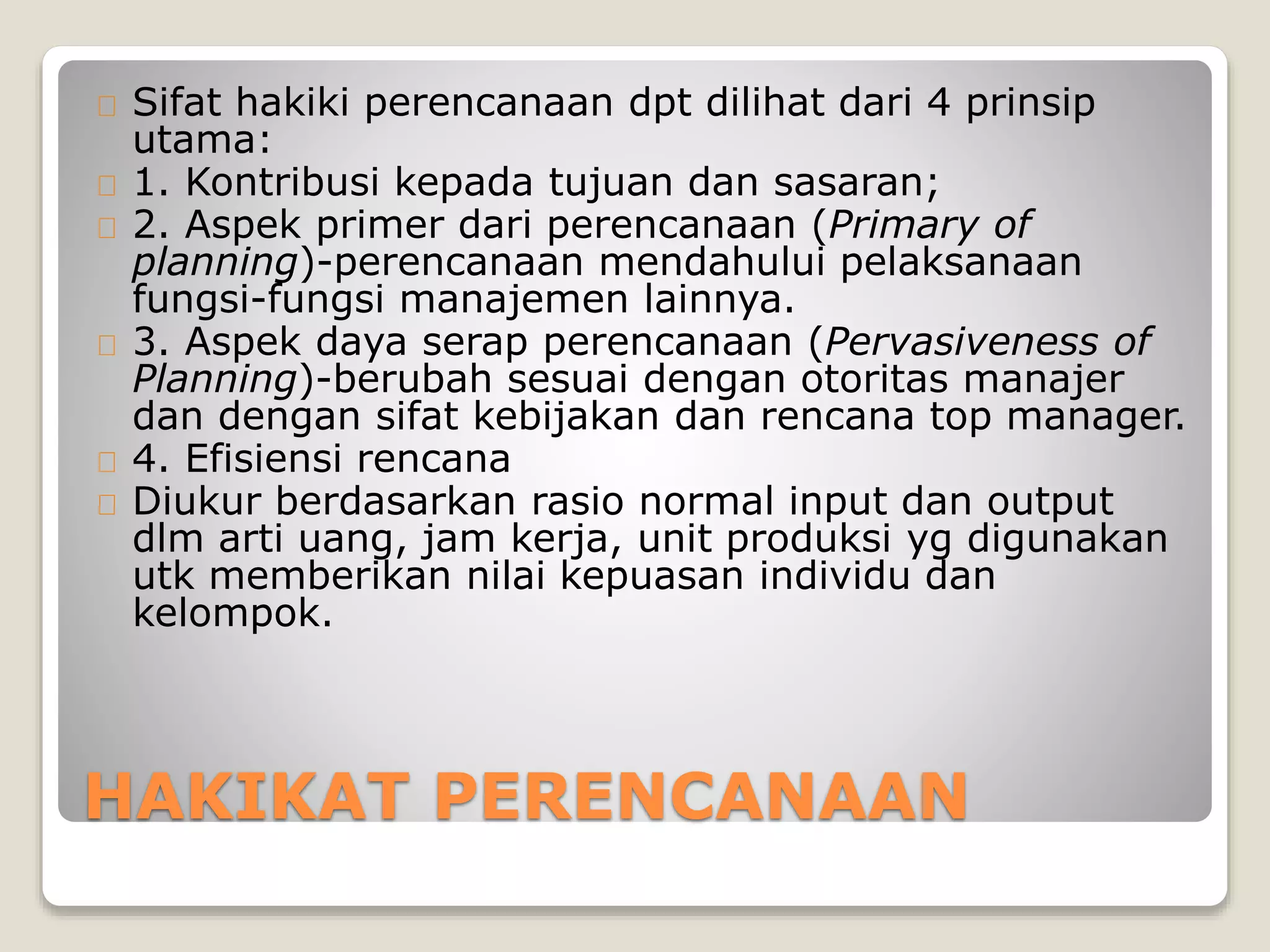 Fungsi perencanaan dalam manajemen (pert 9) | PPTX
