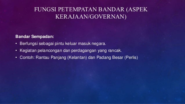 Fungsi Petempatan Bandar Dan Luar Bandar