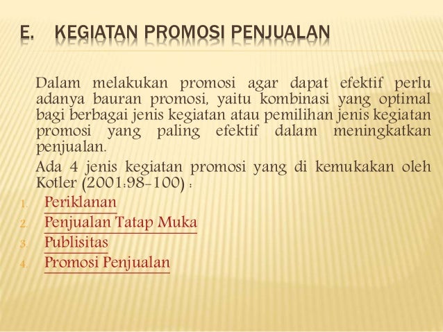 Fungsi Promosi Penjualan
