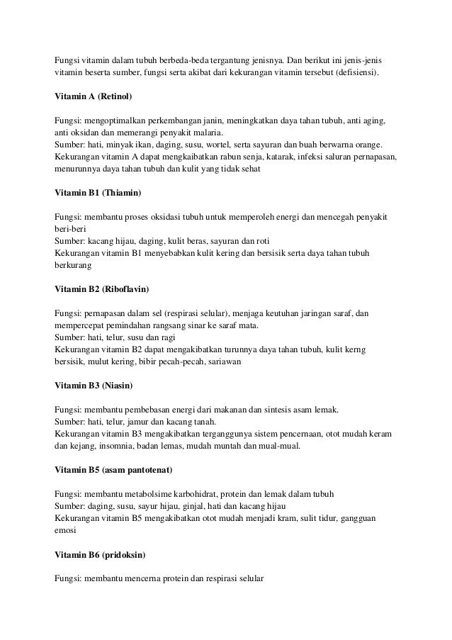 Pengertian Vitamin Dan Fungsi Macam Macam Vitamin