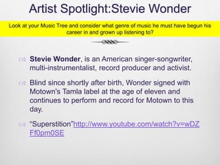 Funk is a music genre that
originated in the mid-late
1960s when African American
musicians blended soul music,
jazz and R...