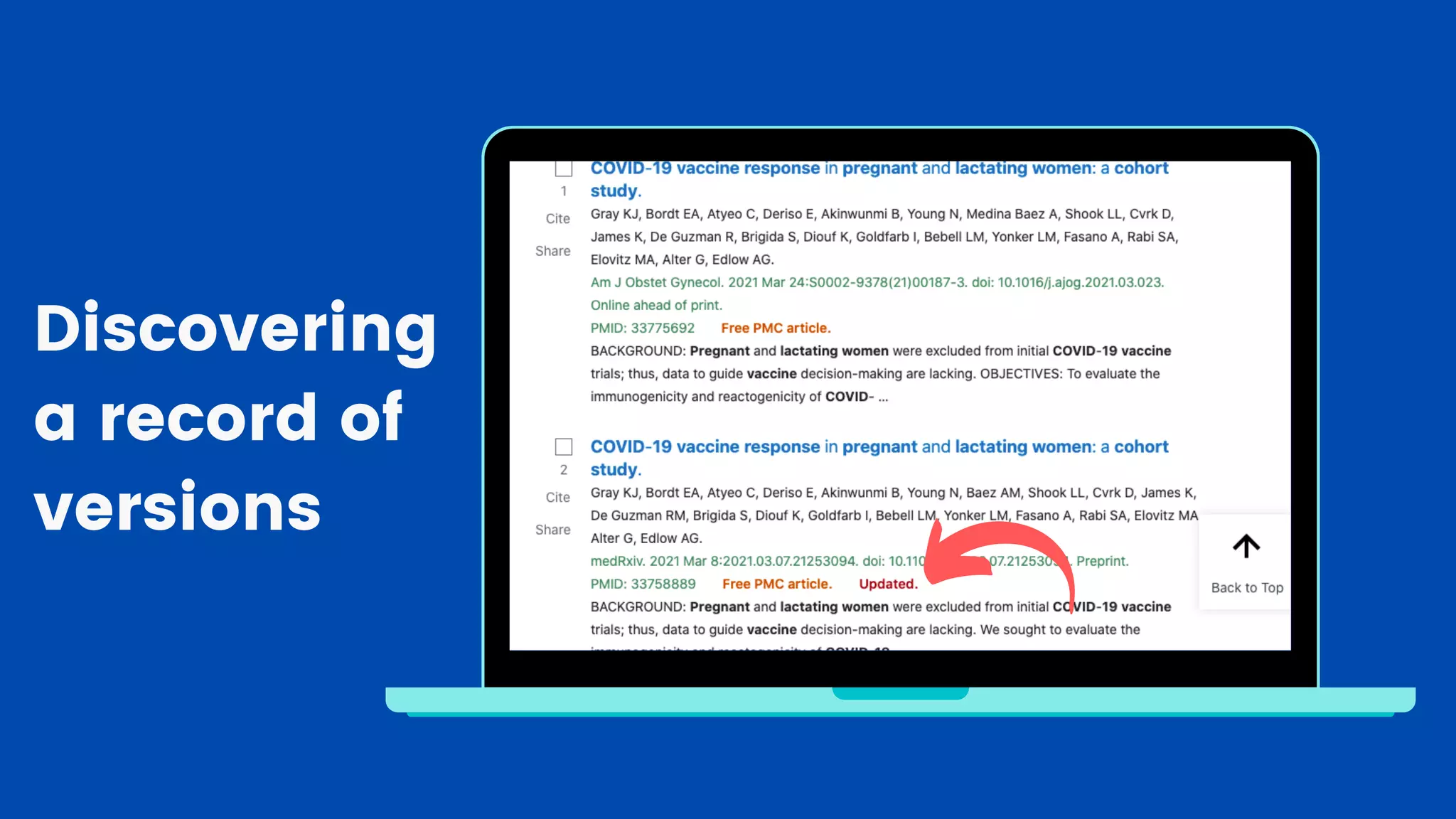 Discovering
a record of
versions
 