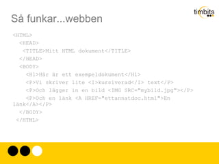 Så funkar...webben Arkitektur Ett system för text. 