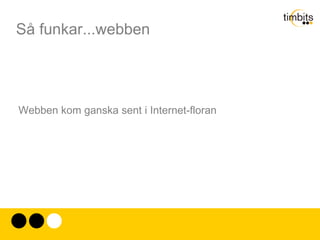 Så funkar...webben Webben kom ganska sent i Internet-floran 