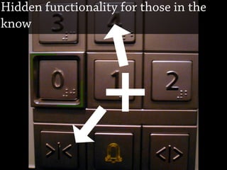 Hidden functionality for those in the
know




                  +
 