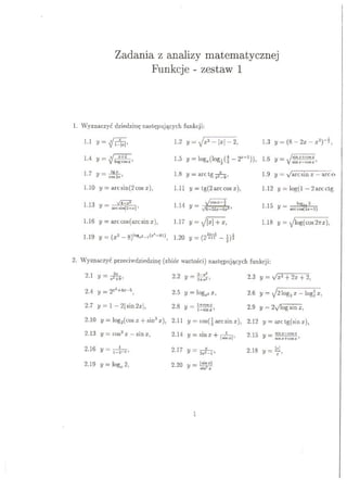 Analiza - funkcje - zestaw 1 cz.1