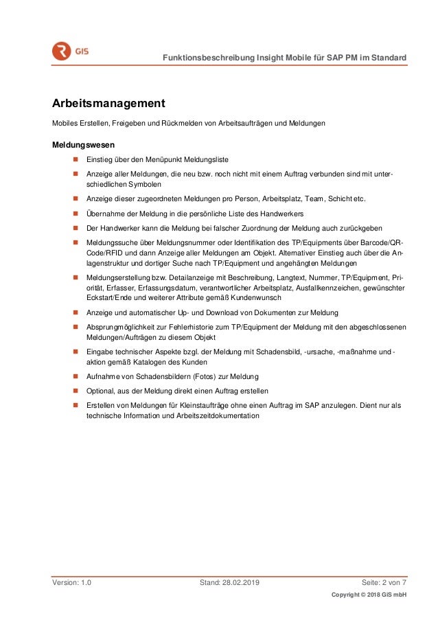 Funktionsbeschreibung Gis Insight Mobile Fuer Sap Pm
