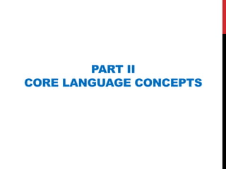 PART II
CORE LANGUAGE CONCEPTS
 