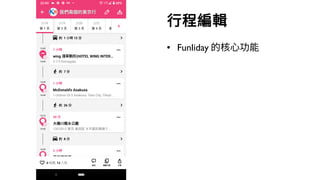 42
● Funliday 的核心功能
行程編輯
 