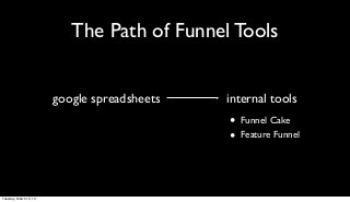 The Path of Funnel Tools


                        google spreadsheets   internal tools
                                  ...