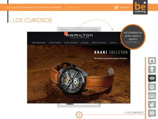 I. LOS CURIOSOS 
Los 5 puntos clave de un funnel de conversión Octubre 2014 
I. LOS CURIOSOS 
#BeOnline 
7 
INCOHERENCIA 
entre origen y 
destino 
(y de pago…) 
 