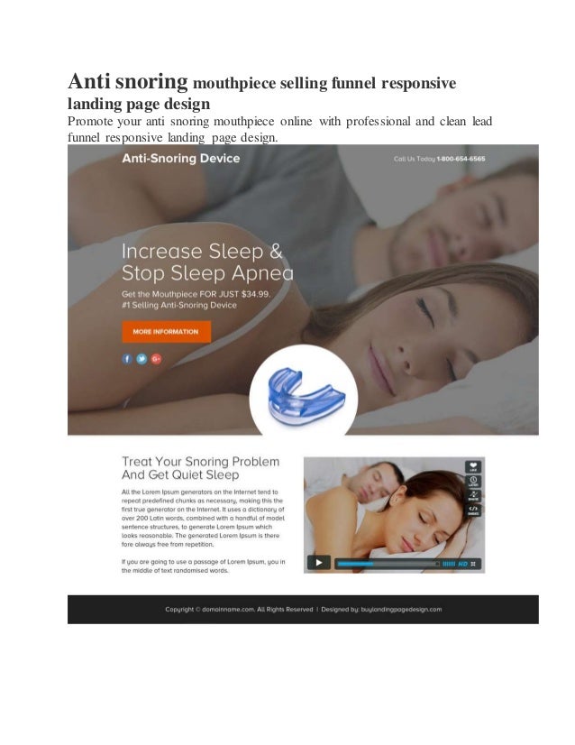Anti snoring mouthpiece selling funnel responsive
landing page design
Promote your anti snoring mouthpiece online with pro...
