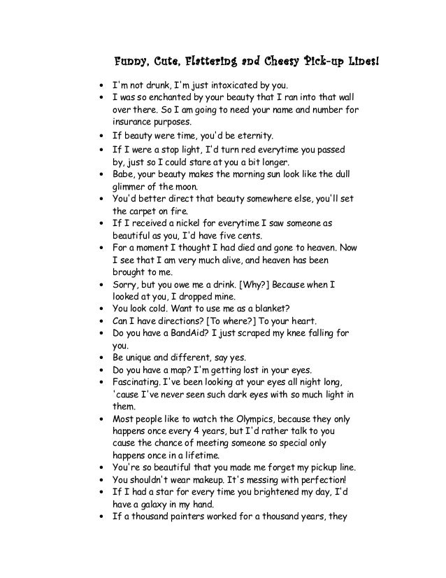 Sweet and funny pick up lines