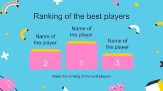 Ranking of the best players
Name of
the player
Name of
the player
Name of
the player
Make the ranking of the best players
2 1 3
 