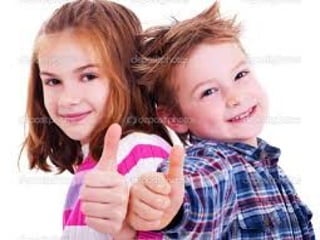 Funny boy and girl baby