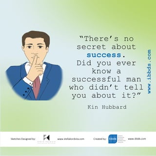www.ibbds.com
“There’s no
secret about
success.
Did you everDid you ever
know a
successful man
who didn’t tell
you about it?”
Kin Hubbard
 