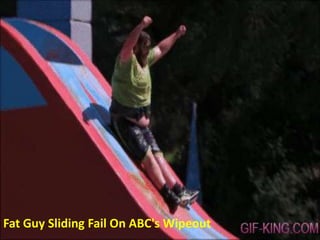 Fat Guy Sliding Fail On ABC's Wipeout 
 