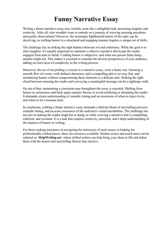 Funny Narrative Essay. Fun in First Grade Narrative Writing PDF