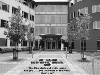 這是一張 黑白圖像
但你剛才確實看到了 牆壁的顏色，
不是嗎？
 