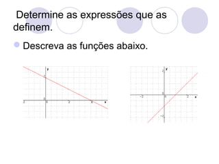 Determine as expressões que as
definem.
Descreva as funções abaixo.
 