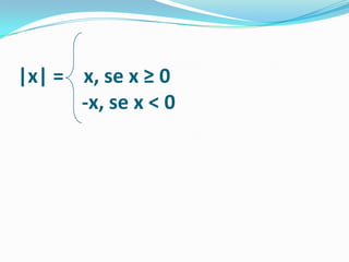 |x| =    x, se x ≥ 0 	      -x, se x < 0 