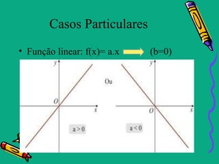 Casos Particulares
• Função linear: f(x)= a.x   (b=0)
 