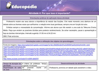 Atividade 4: Por que isso é importante? 
Orientações práticas de aplicação dessa atividade 
Professor/a mostre aos seus alunos a importância do estudo das funções. Crie neste momento uma abertura de um 
debate sobre as diversas vezes que verificamos a relação entre duas grandezas, sempre uma em função da outra. 
Enfatize sempre a necessidade da concentração. Informe aos alunos que irão assistir a uma aula do Telecurso Ensino 
Médio. Peça que anotem as possíveis dúvidas para posterior esclarecimento. Se achar necessário, pause a apresentação e 
faça as devidas intervenções. Intervalo sugerido: 01:00 min à 04:22 min. 
OBS.:Pular anúncios. 
Orientações sobre a utilização dos objetos de aprendizagem 
Fonte de imagens: https://encrypted-tbn0.gstatic.com/images?q=tbn:ANd9GcQmPsv0J0lClNYsxOUhA3x4VnCW_UxG 
TUpTTxcUBOY-DPa3VghJDw 
https://encrypted-tbn0.gstatic.com/images?q=tbn:ANd9GcQrPcReMFNmMwlDJAGVFw8A1WnM3jzoPiGiXZ-w8lrB7CNOhbze 
https://encrypted-tbn0.gstatic.com/images?q=tbn:ANd9GcSp8Sa6I3oNn5pZTLKFVymwSyjoNeo-qOx_ZjdivGqJ7mtR0CZZYA 
https://encrypted-tbn0.gstatic.com/images?q=tbn:ANd9GcR5Pq9Gw1FKXHjndG-u8fxCFSQDy3e7ikF5rNj0Wx8KY3irWgSS 
https://encrypted-tbn1.gstatic.com/images?q=tbn:ANd9GcQU-7ToHzz4oKVagjLJrfAXXsrC6-UdyWew64_Fn31A7JZWgRVu 
Link: 
http://www.youtube.com/watch?v=eSW-qNeSYiI 
Tempo de duração da 
atividade: 
A critério do professor. Tempo 
sugerido:15 minutos 
Organização da sala 
de aula: 
Se possível monte um 
semicírculo. 
Desenvolvimento da atividade 
Professor/a, promova um debate após assistirem o vídeo. 
 