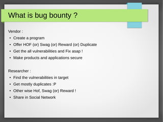 Fun & profit with bug bounties