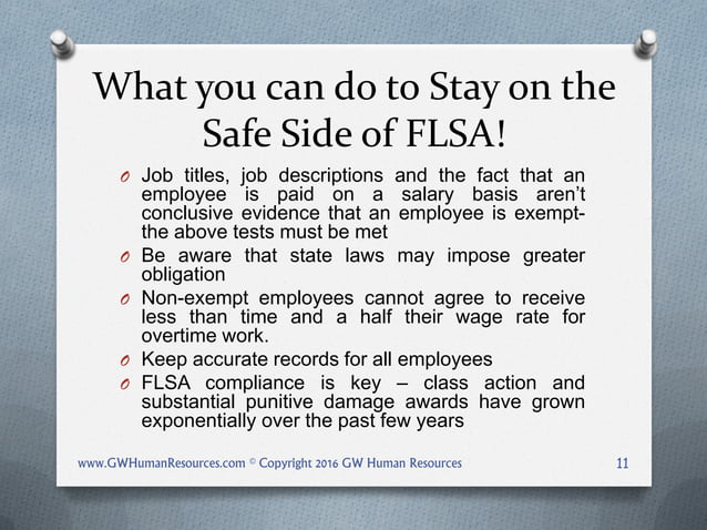 F.U.N. slides Fair Labor Standards Act (FLSA) | PDF