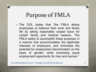 F.U.N. slides Family and Medical Leave Act (FMLA) | PDF