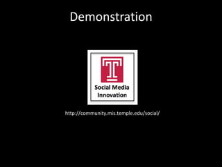 Demonstration http://community.mis.temple.edu/social/ 