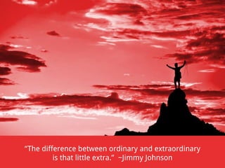 “The difference between ordinary and extraordinary
is that little extra.” ~Jimmy Johnson

 
