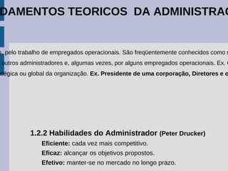 1.1.4 Porque estudar TGA? As  Teorias Administrativas: Guiam as decisões do administrador. 