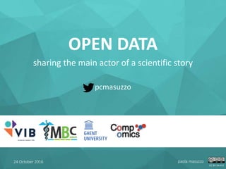 CC BY-SA 4.0
OPEN DATA
sharing the main actor of a scientific story
pcmasuzzo
24 October 2016 paola masuzzo
 