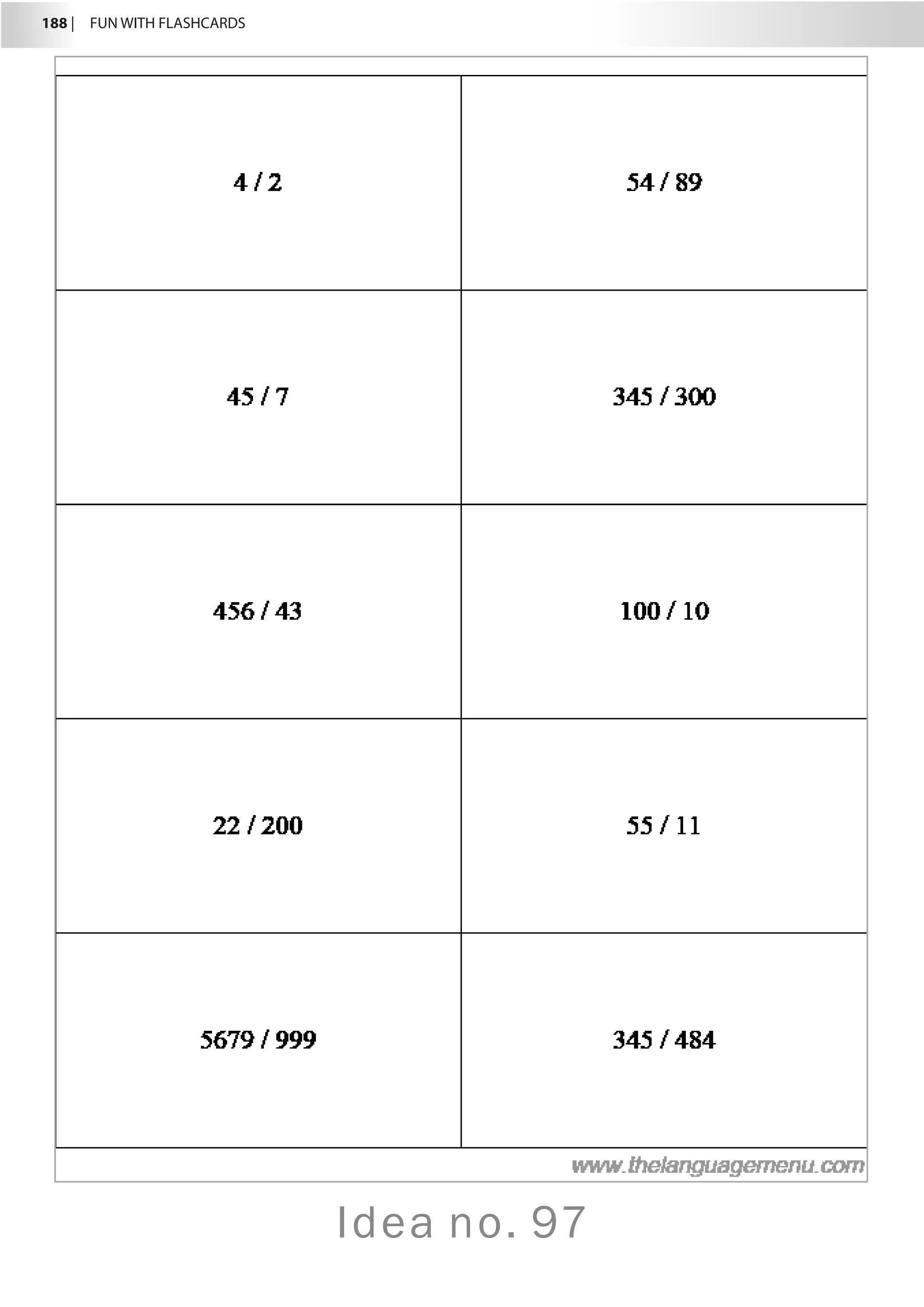 188 |  FUN WITH FLASHCARDS
Idea no. 97
 