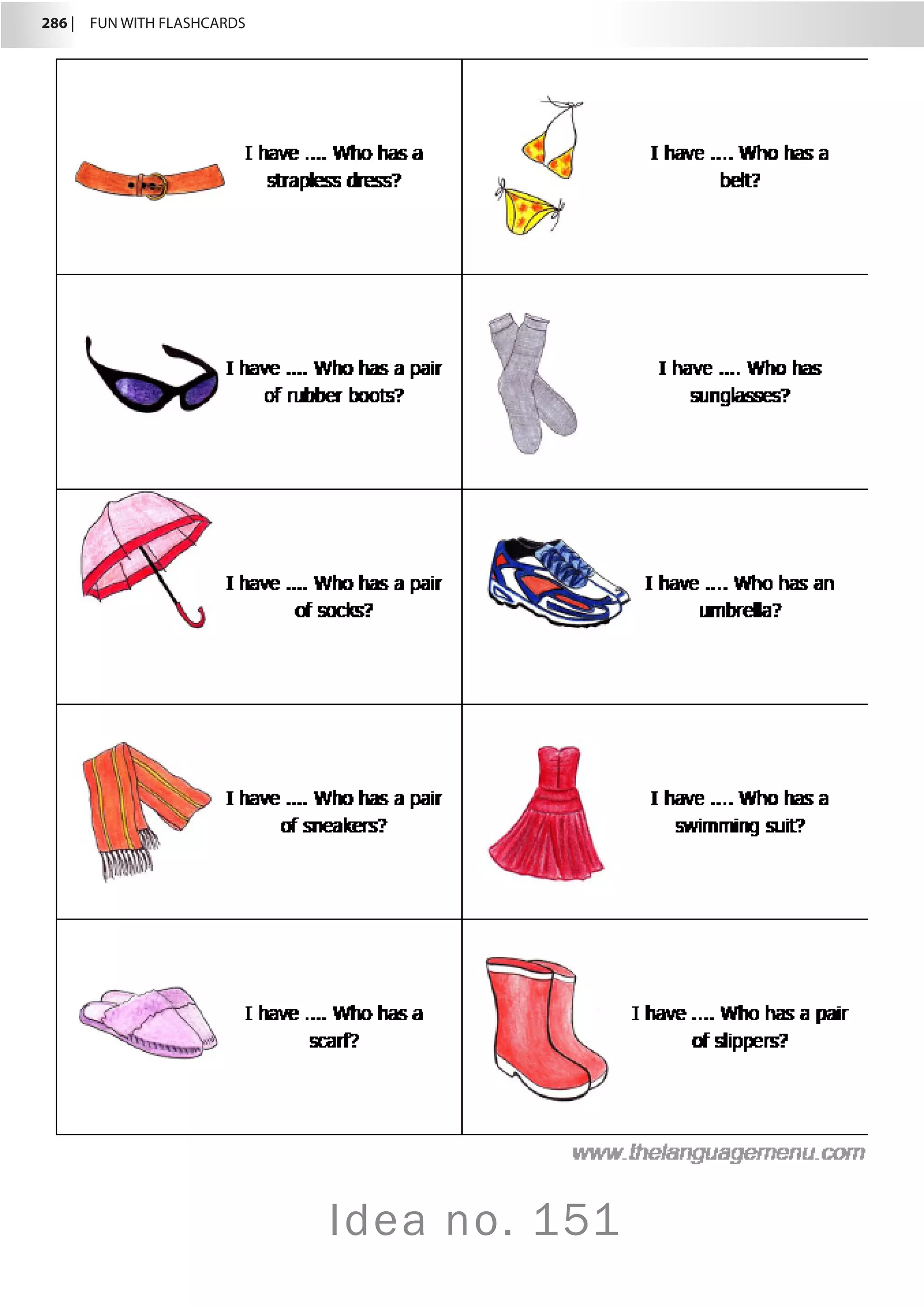 286 |  FUN WITH FLASHCARDS
Idea no. 151
 