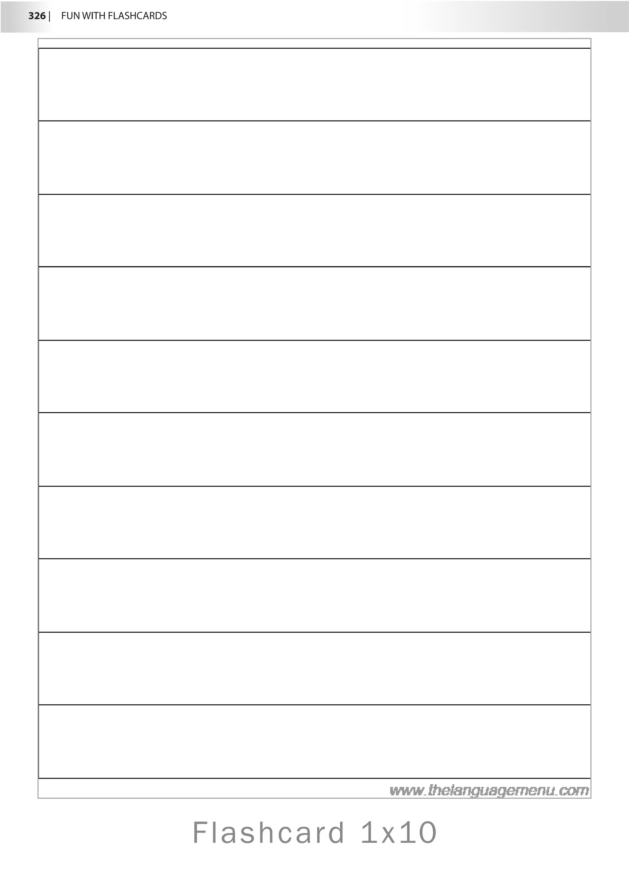 Flashcard 1x10
326 |  FUN WITH FLASHCARDS
 