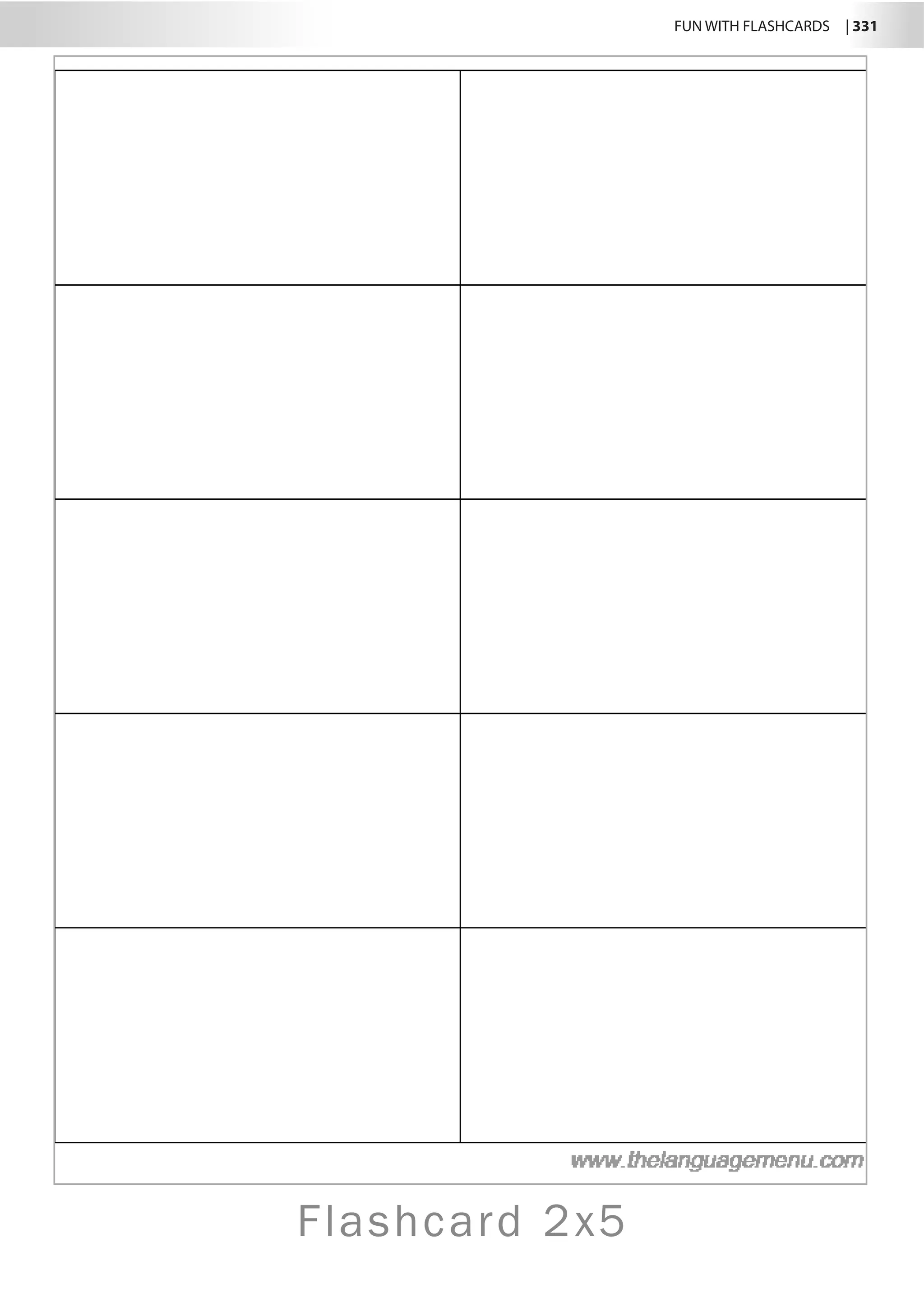 Flashcard 2x5
	 FUN WITH FLASHCARDS | 331
 