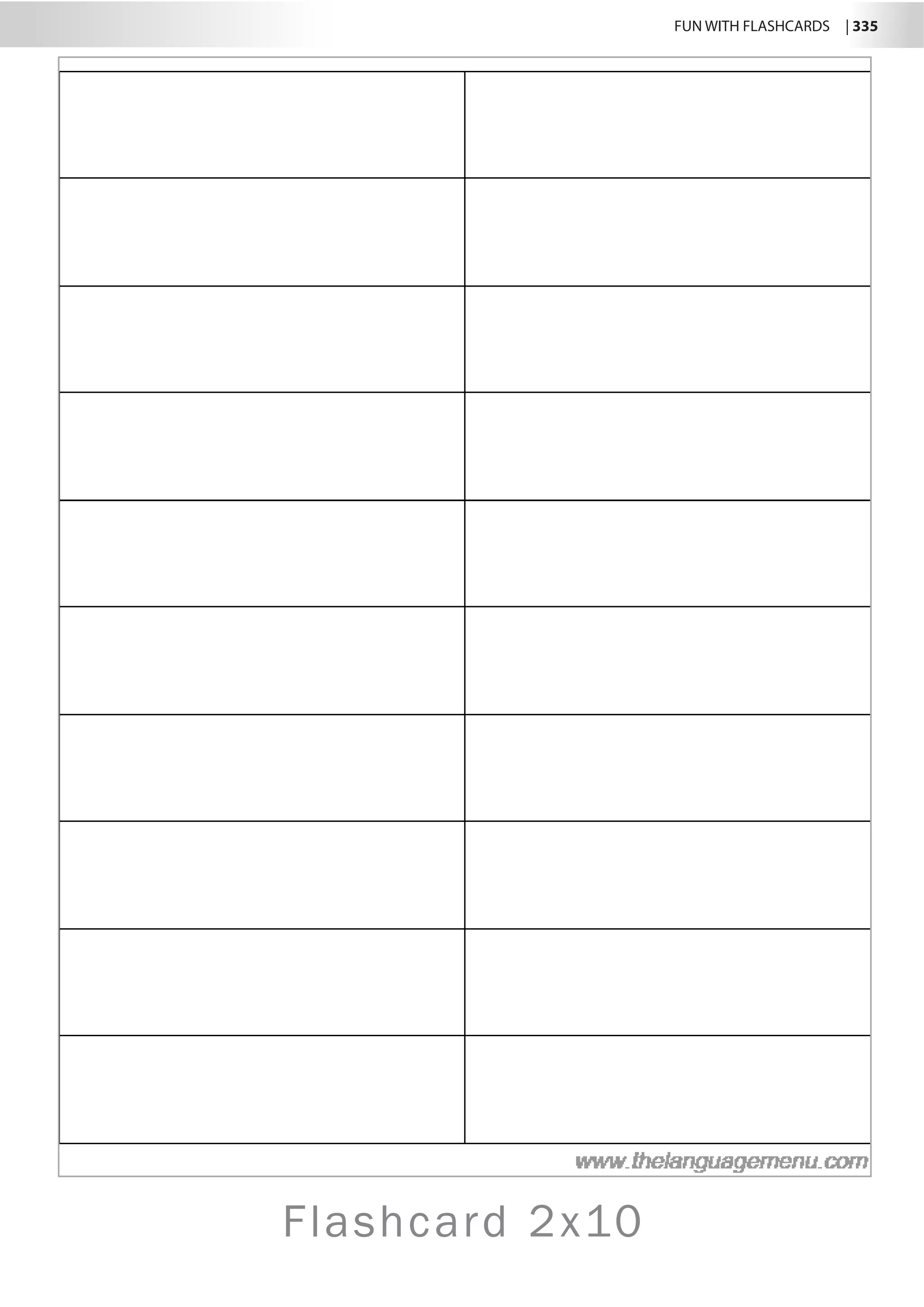 Flashcard 2x10
	 FUN WITH FLASHCARDS | 335
 