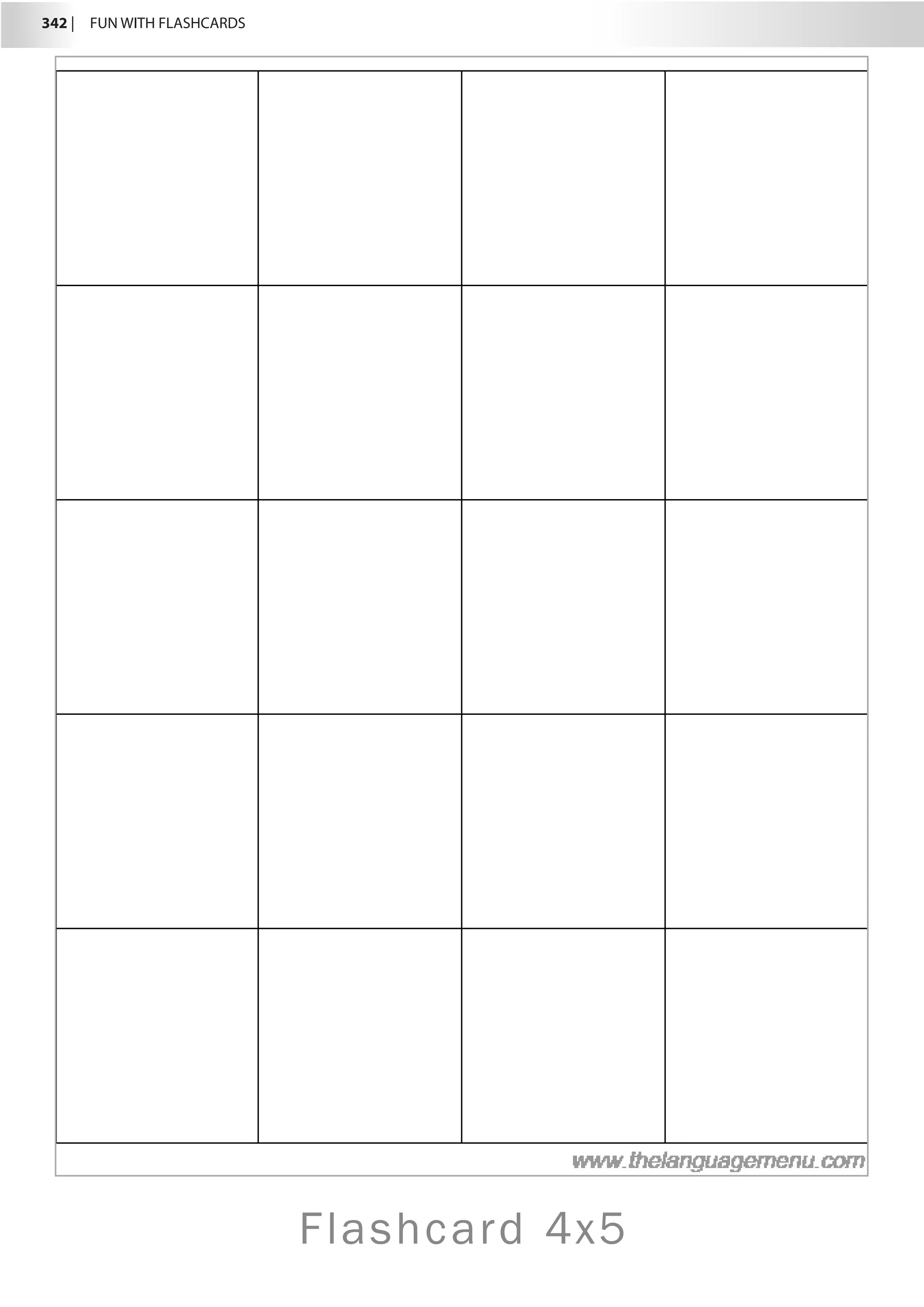 Flashcard 4x5
342 |  FUN WITH FLASHCARDS
 