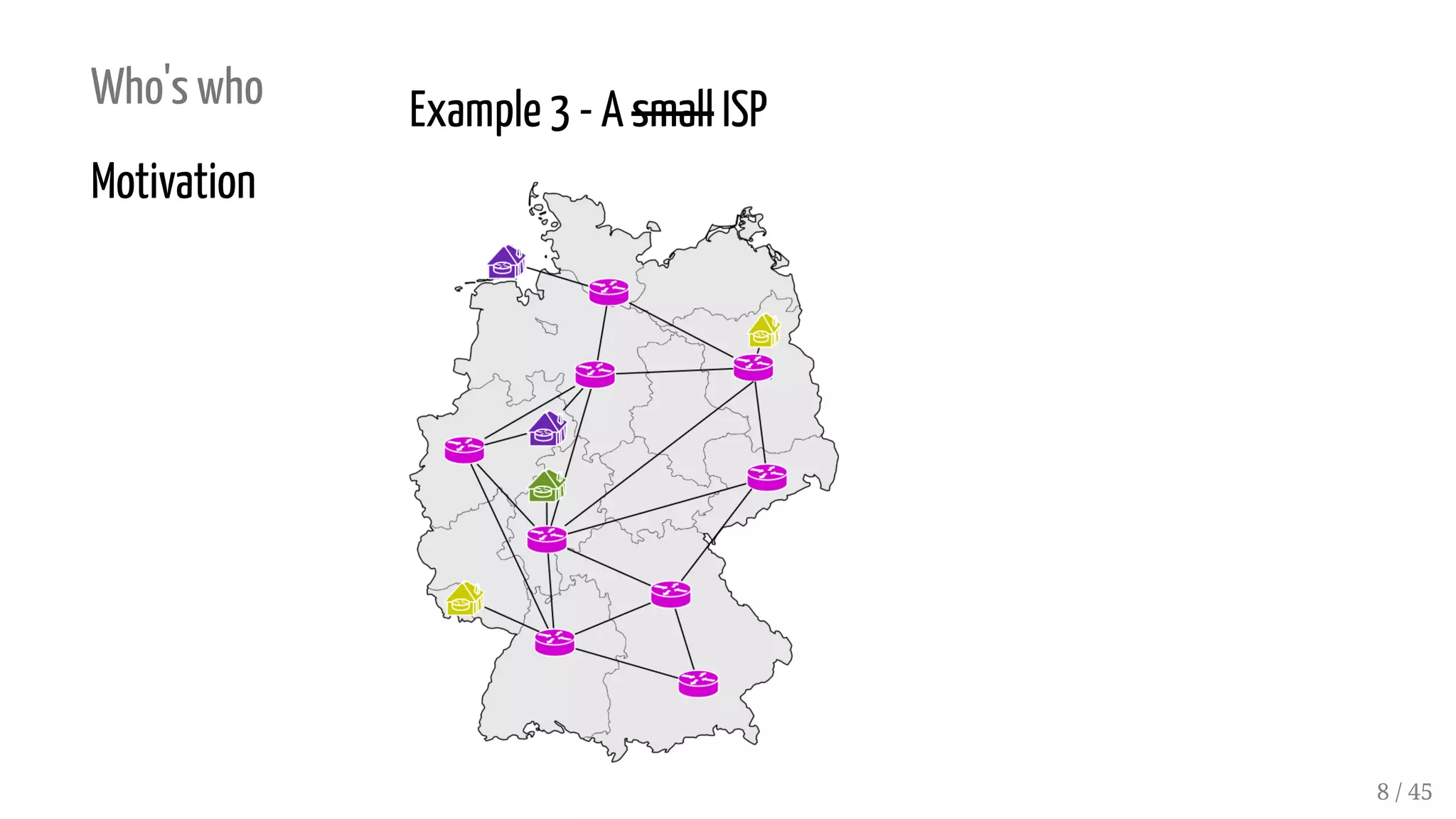 Who's who
Motivation
Example 3 - A small ISP
8 / 45
 