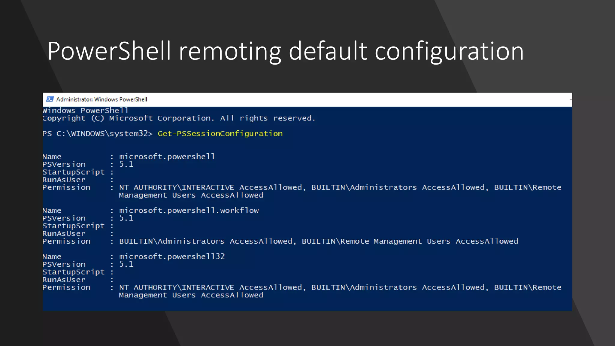 PowerShell remoting default configuration
 